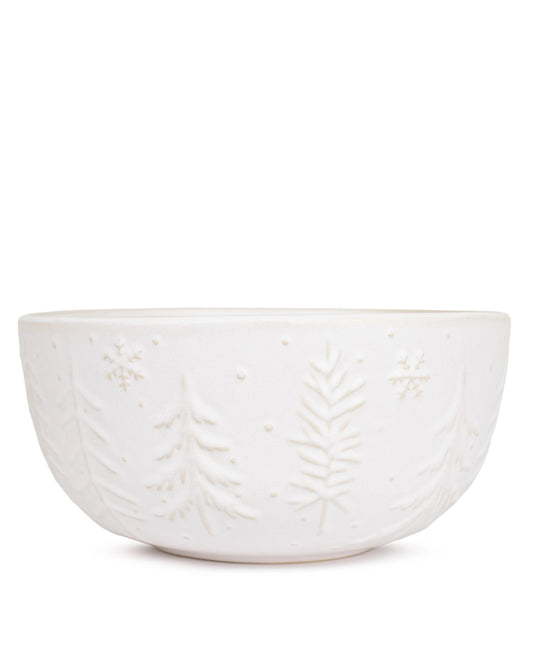 Winter Fir Serving Bowl Antique White 10"