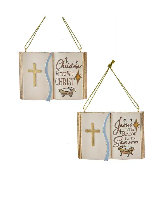 2.125" Resin Bible Ornament 2 Assorted