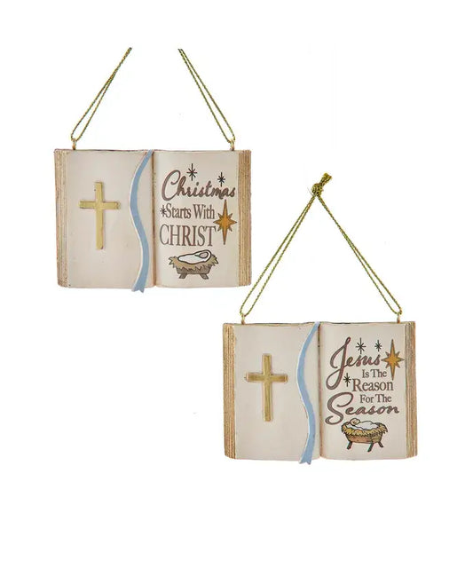 2.125" Resin Bible Ornament 2 Assorted