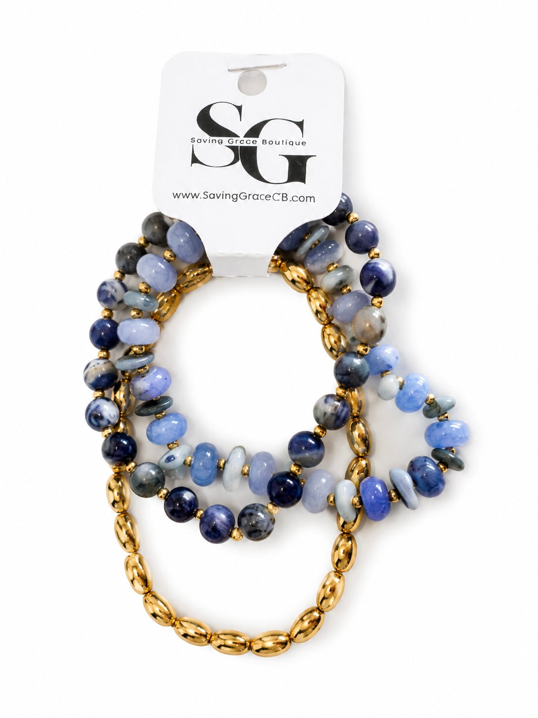 Stone and Metallic Beaded Bracelet Set