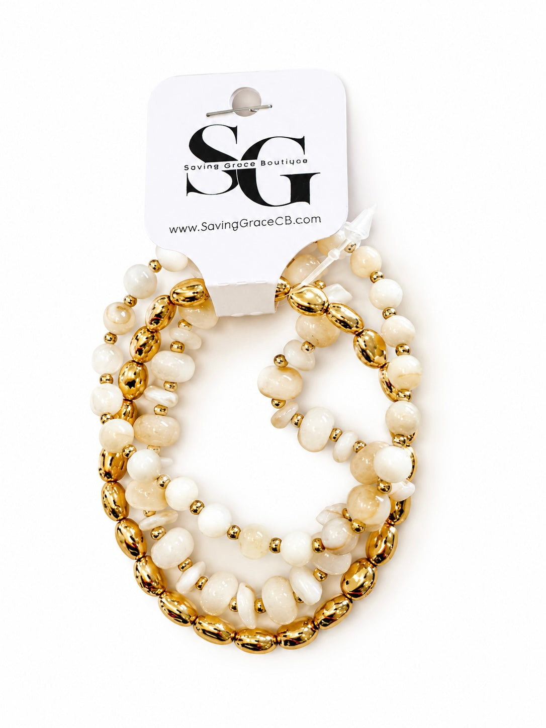 Stone and Metallic Beaded Bracelet Set