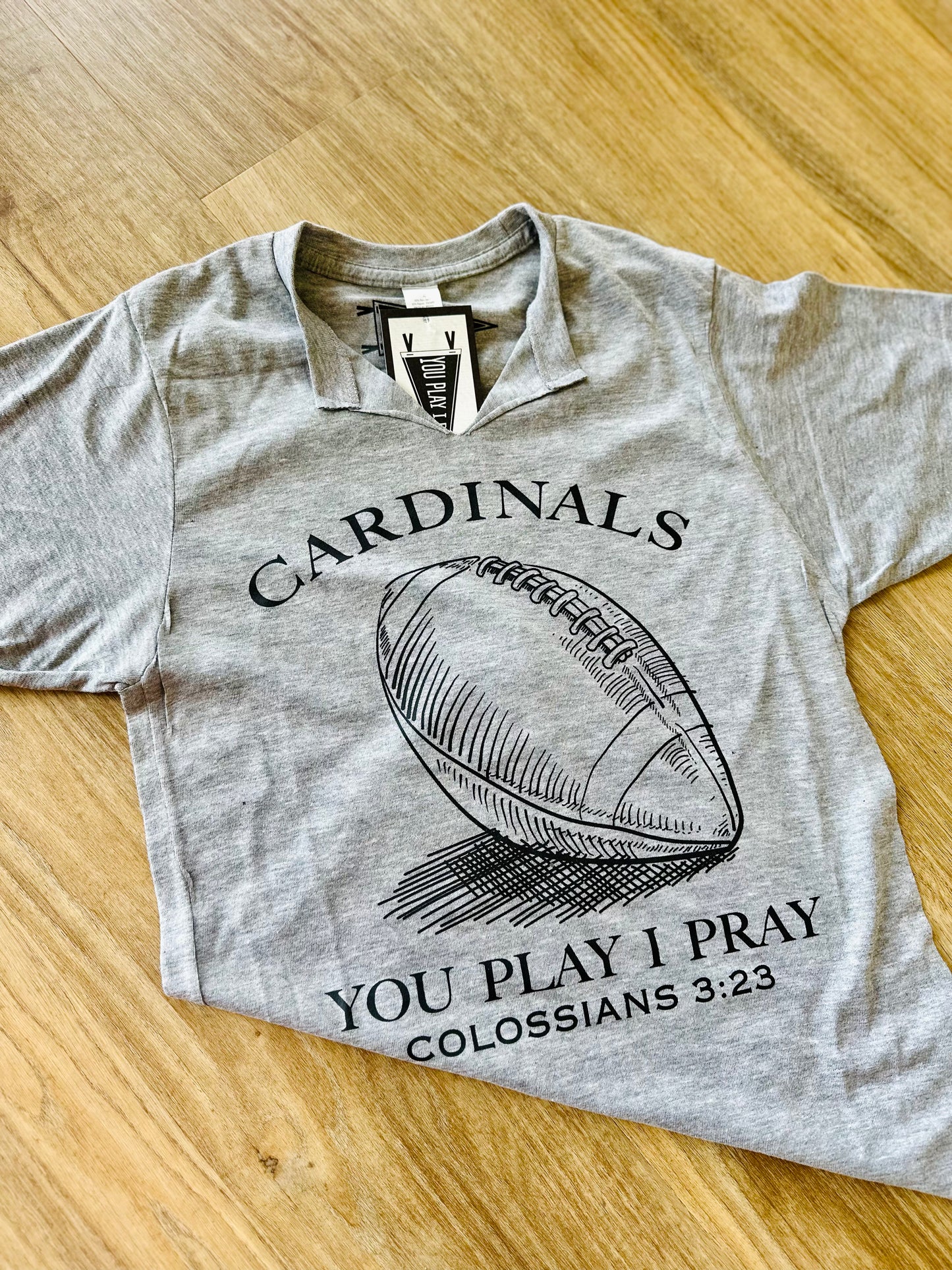 You Play I Pray V-Neck Spirit Tee