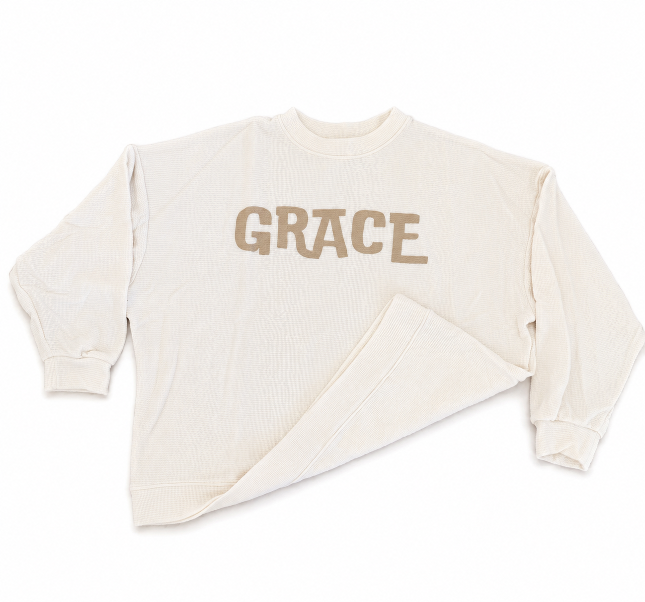 Grace Waffle Knit Long Sleeve-Cream