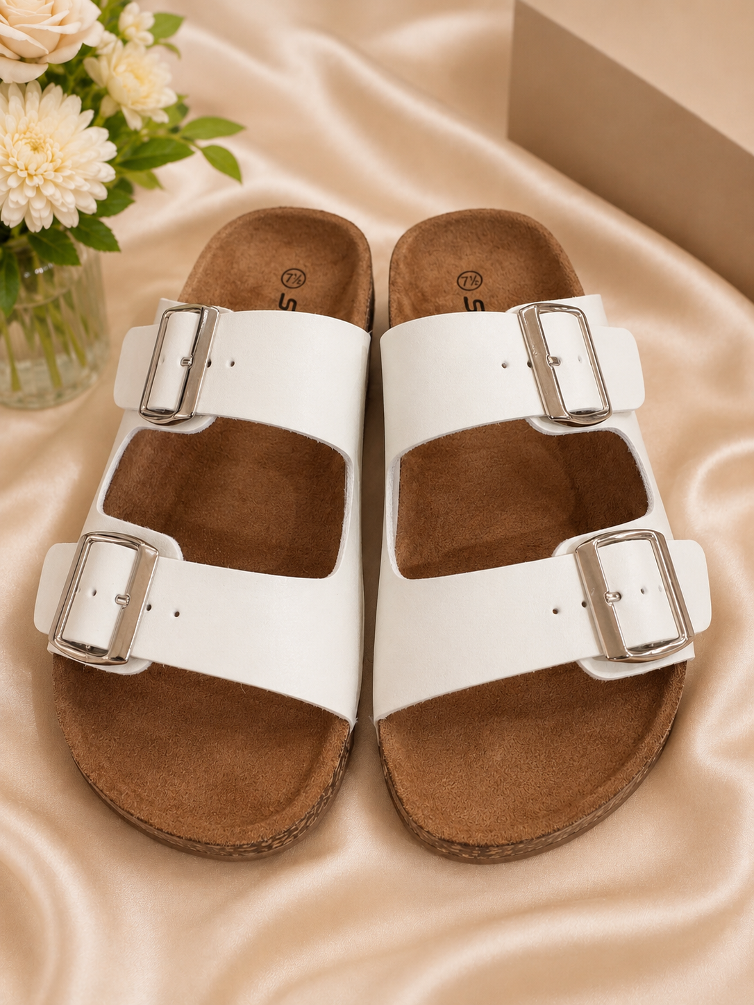 White Double Buckle Sandal