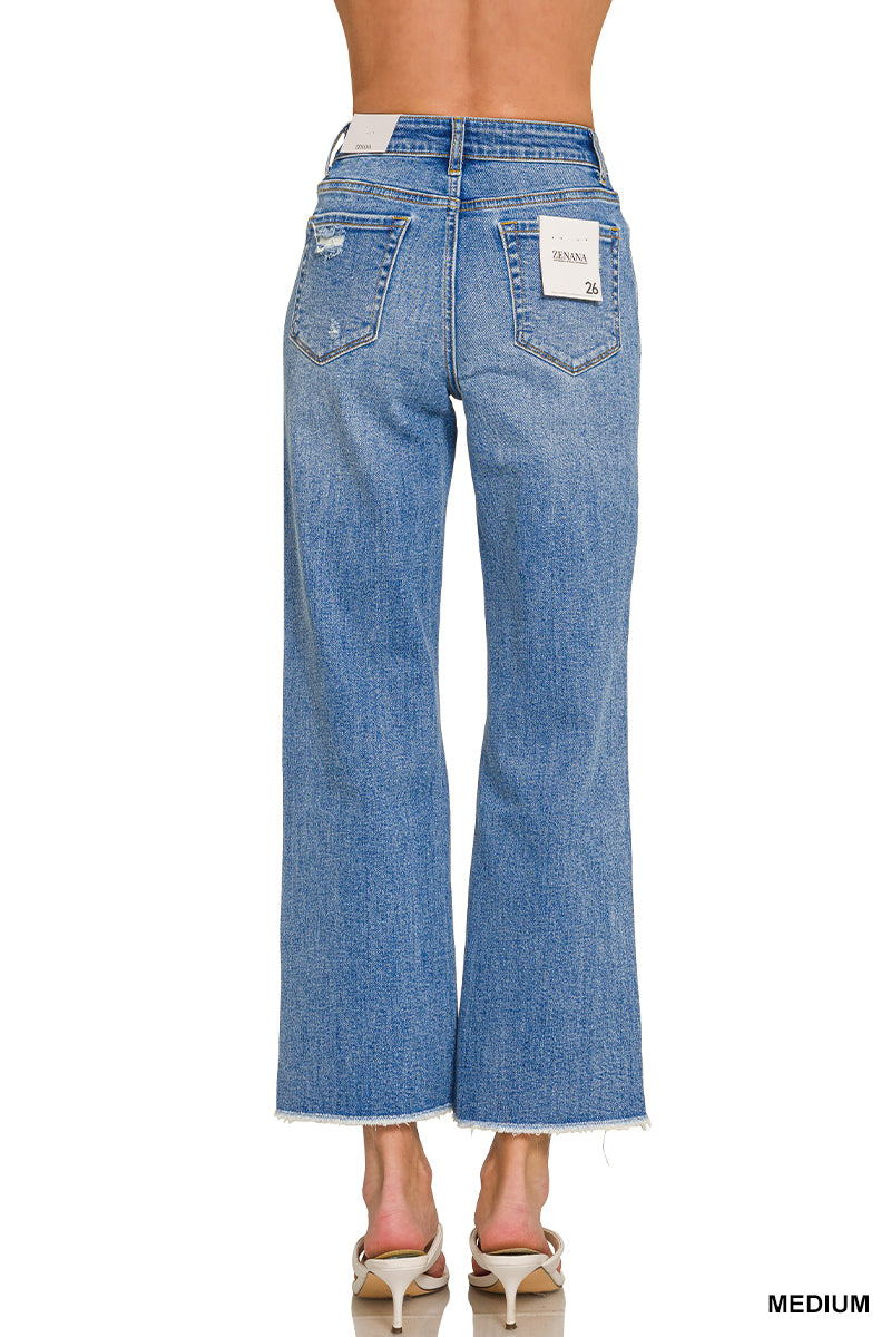 Medium Wash High Waist Straight Leg Denim Jeans