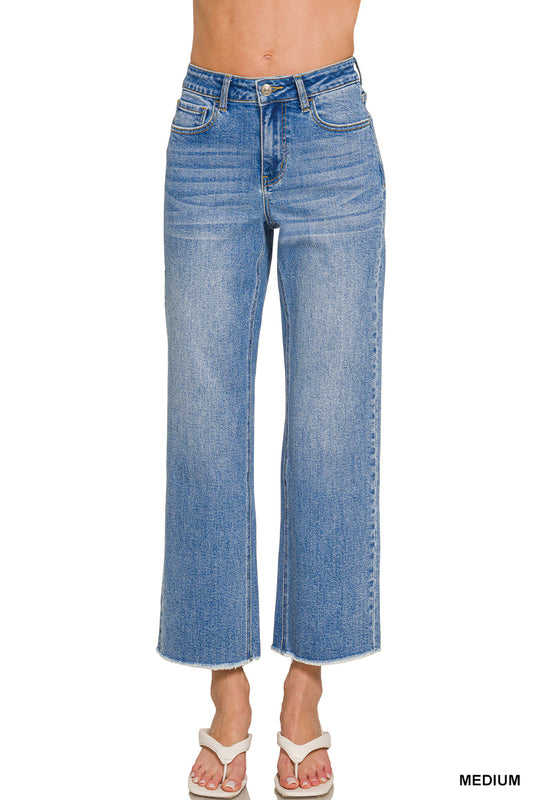 Medium Wash High Waist Straight Leg Denim Jeans