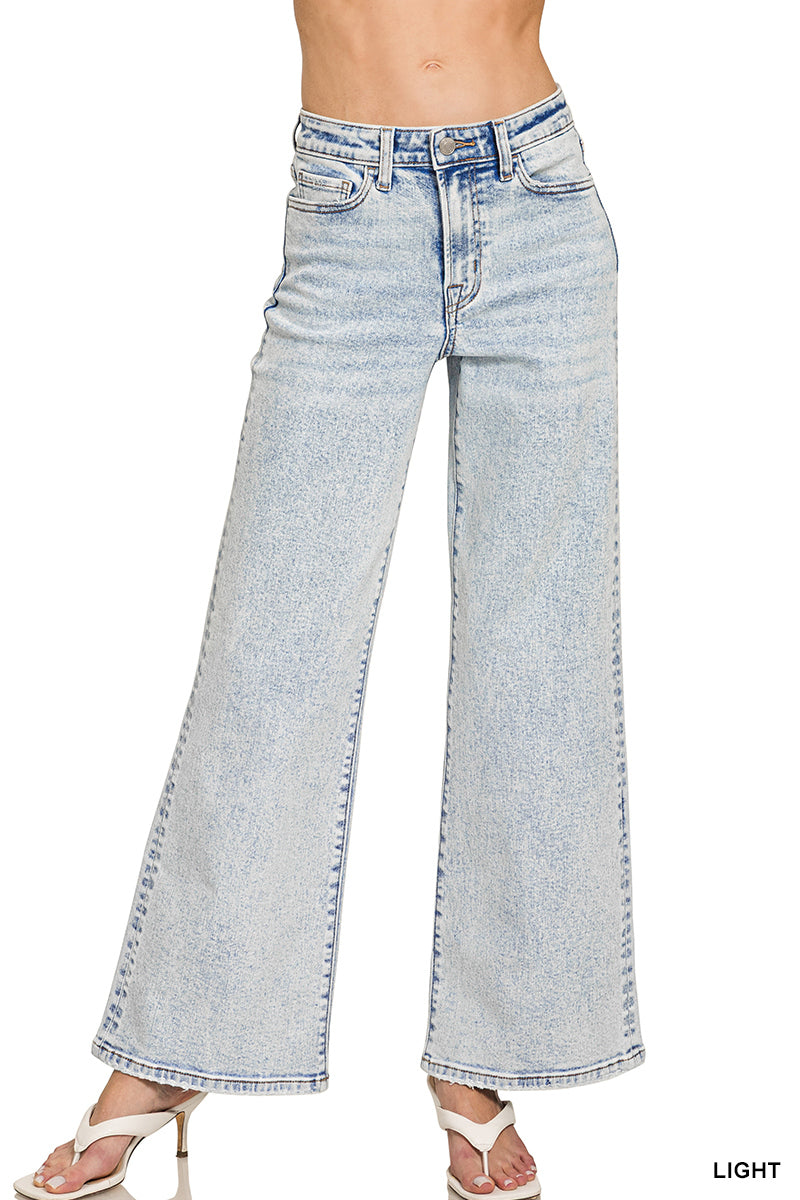 Zenana Light Wash Wide Leg Denim