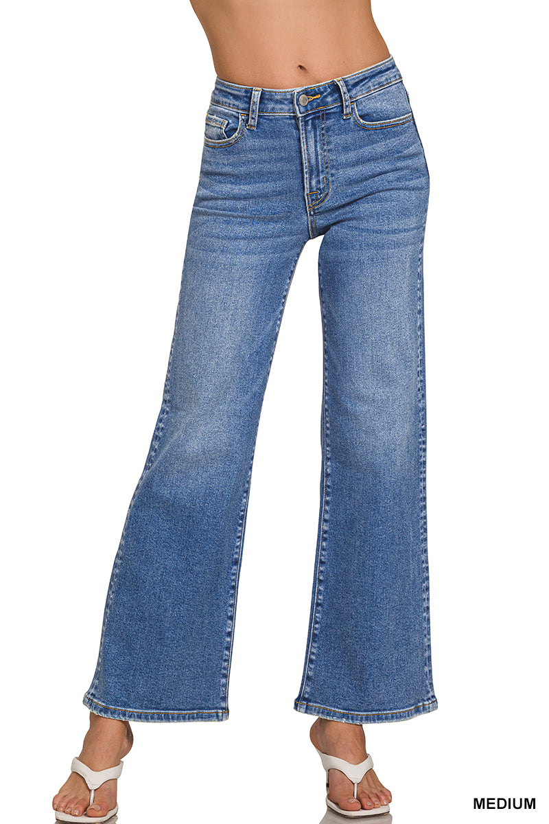 Zenana Medium Wash Wide Leg Denim