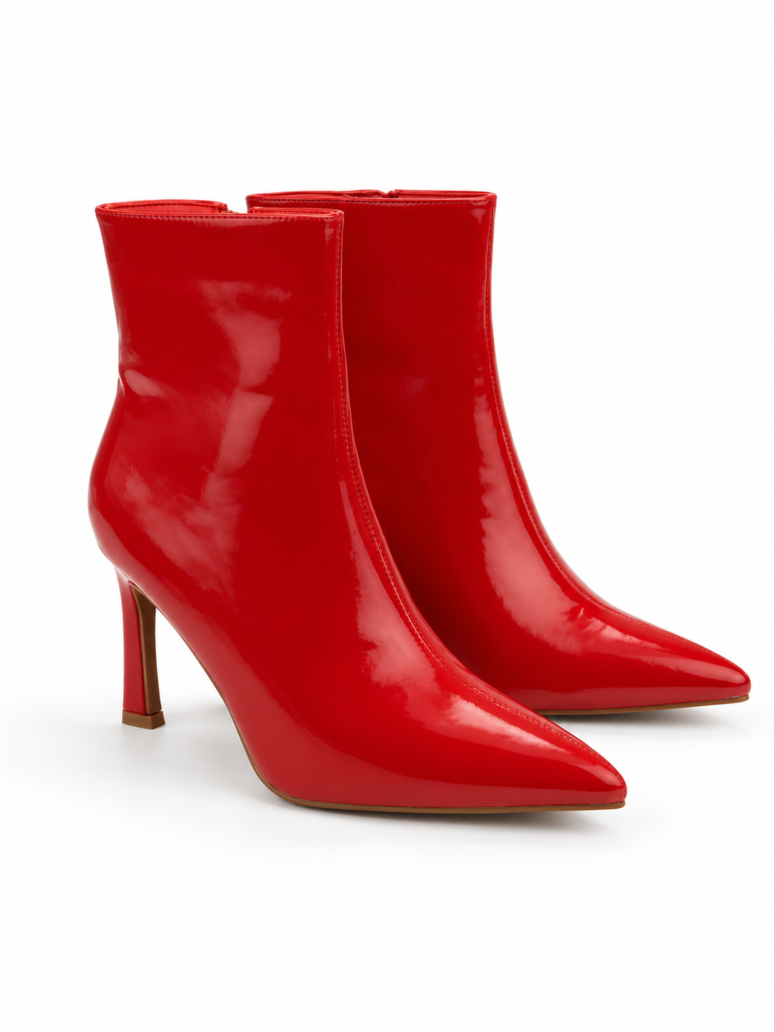 Red Pointed Toe Heel Ankle Booties
