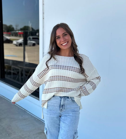 Multi Color Striped Knit Boxy Sweater