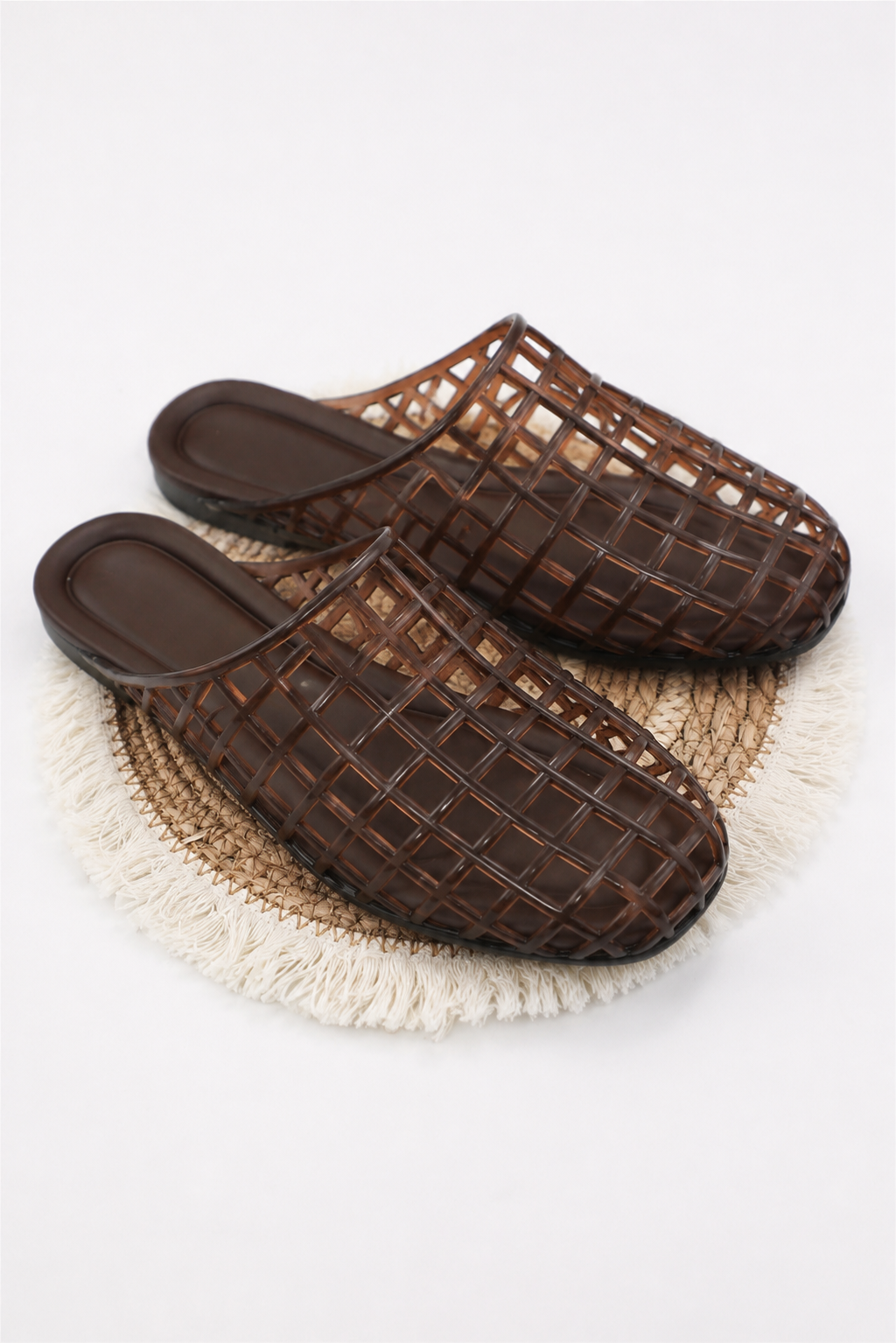 Wayne Chic Woven Cage Jelly Slide Mules