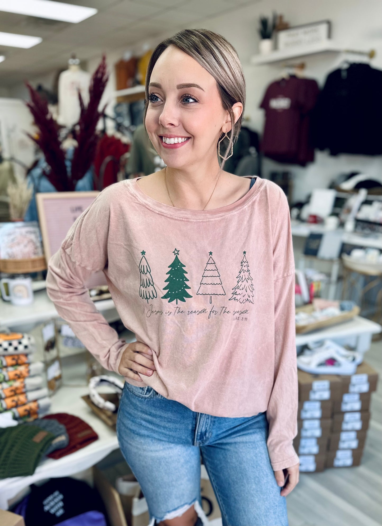 Jesus is the Reason Mineral Wash Long Sleeve Tee