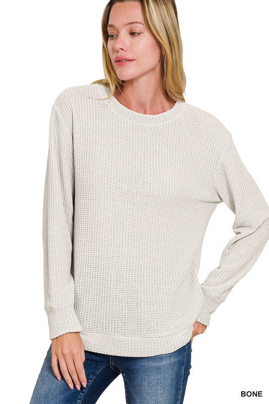 Chenile Waffle Round Neck Sweater