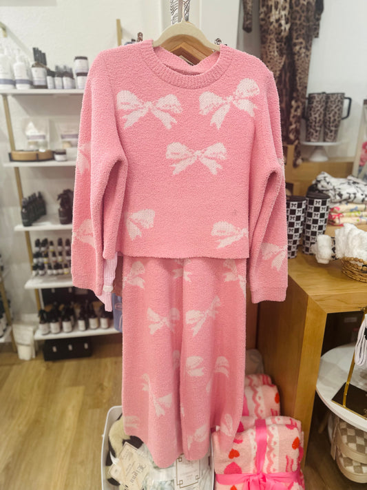 Bow Cozy Sweater PJ Set