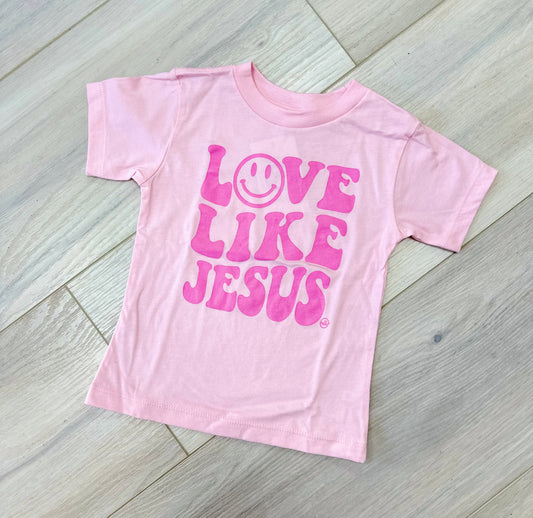 Pink Love Like Jesus Smiley Tee