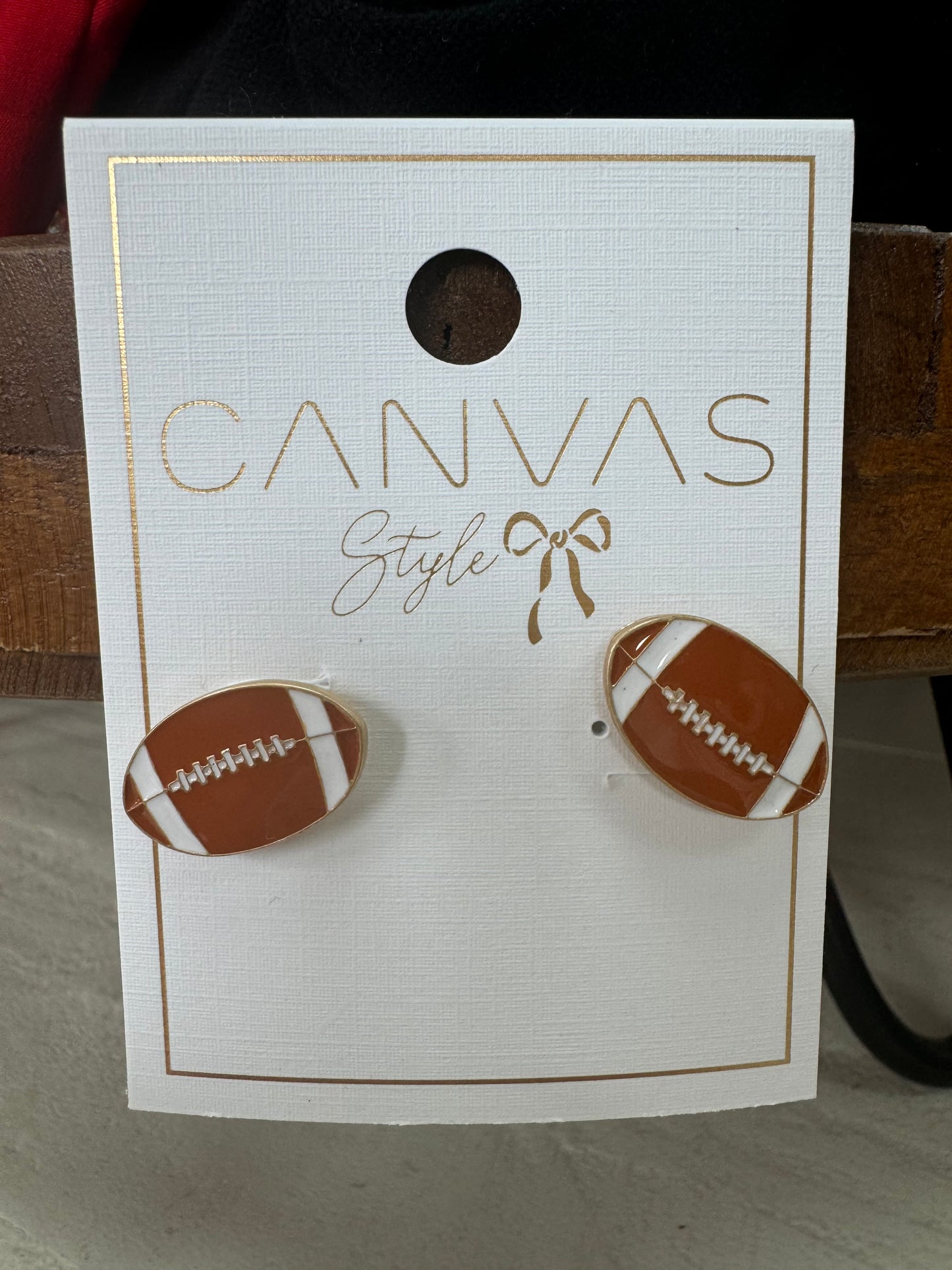 Canvas Style Football Stud Earrings