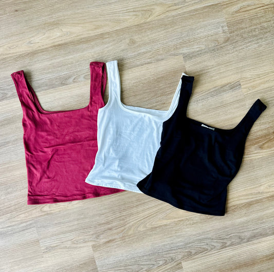 Double Layered Square Neck Tank Top