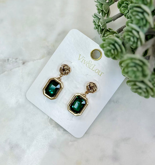 Knotted Emerald Dangle Earrings