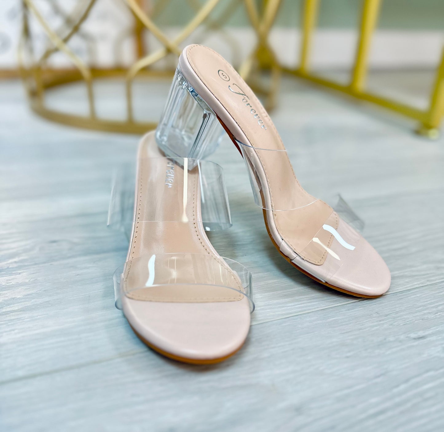 Kari Clear Double Strap Heels