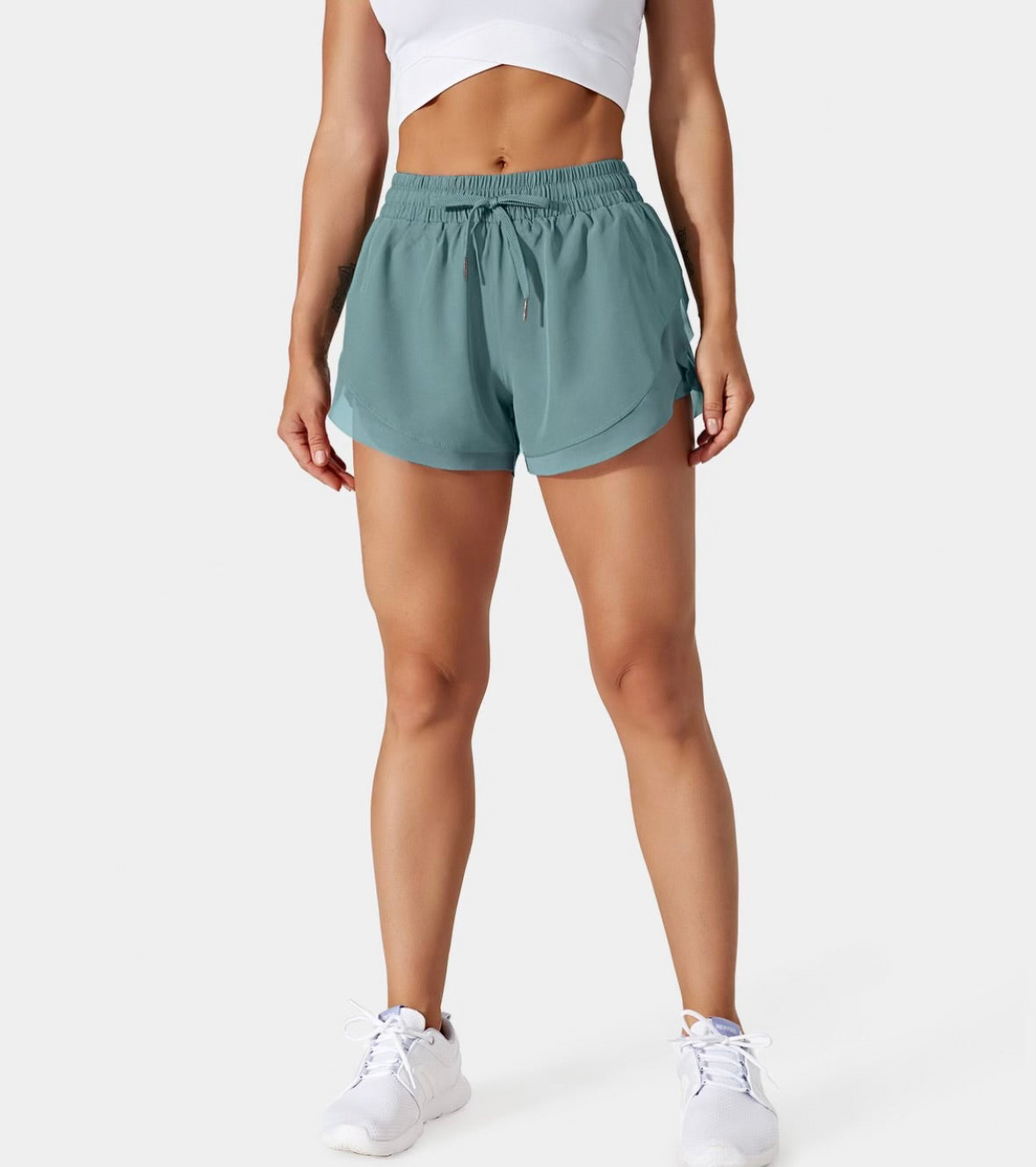 Halara Mid Rise Drawstring 2-in-1 Mesh 3" Running Shorts