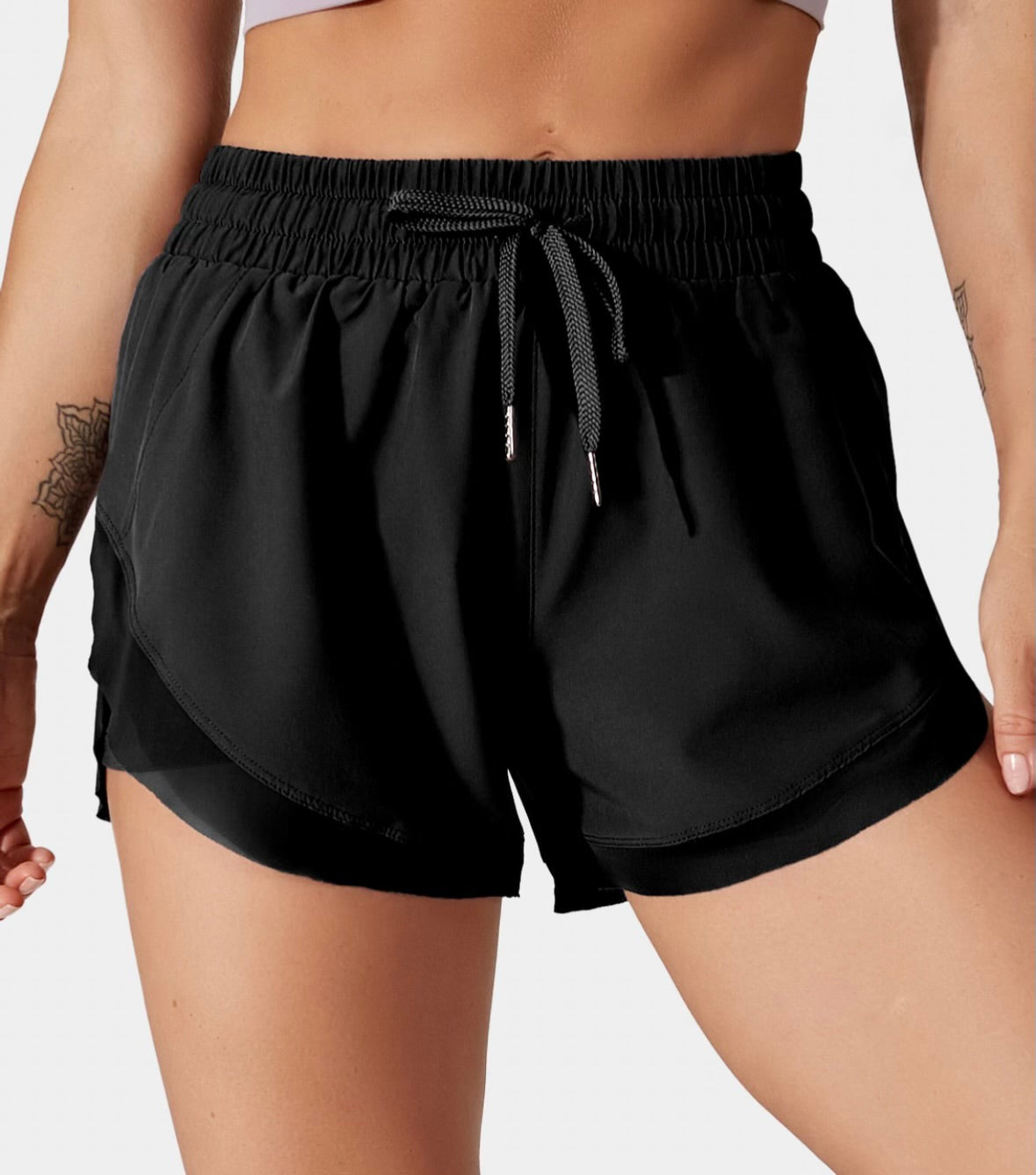 Halara Mid Rise Drawstring 2-in-1 Mesh 3" Running Shorts