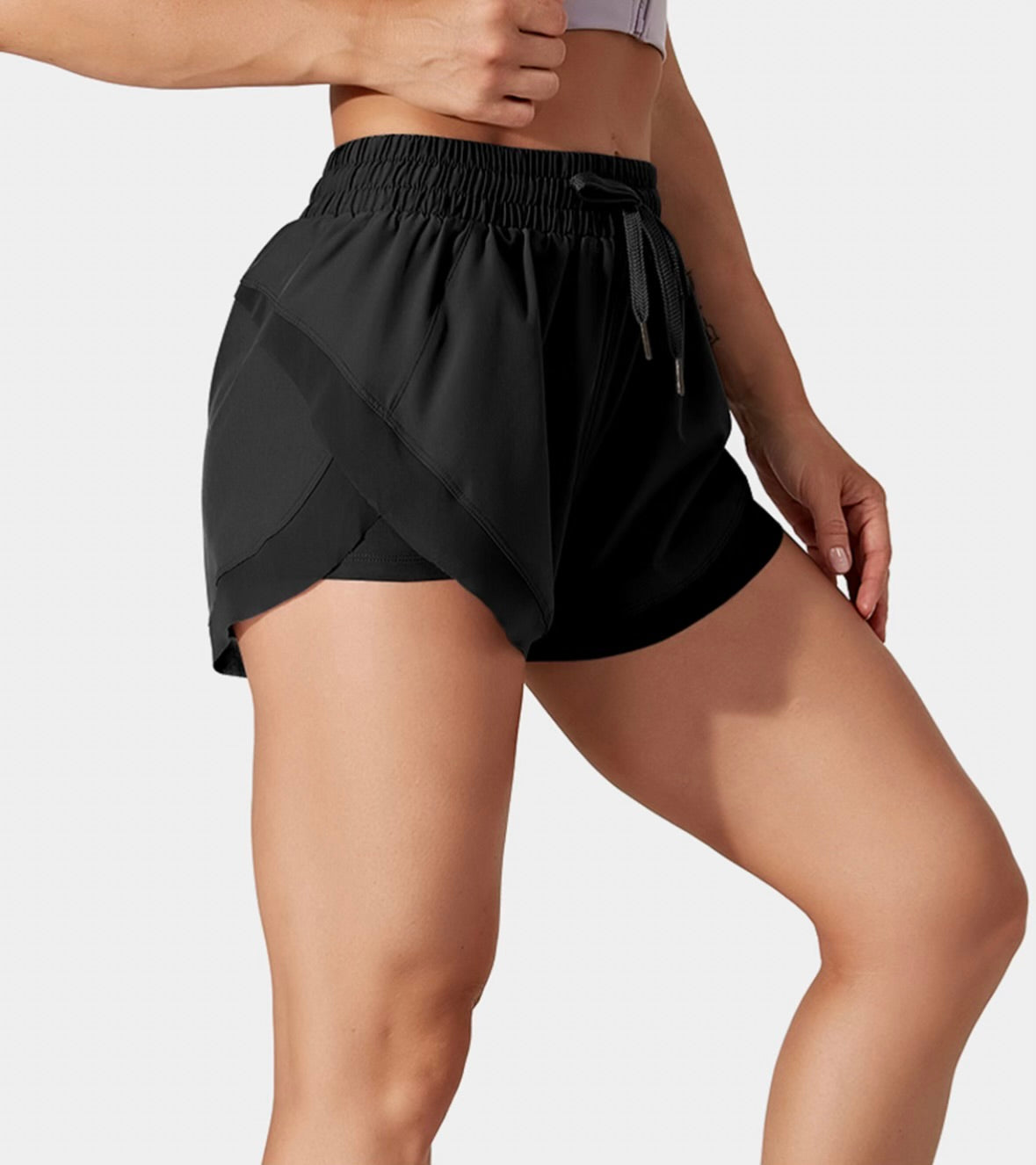 Halara Mid Rise Drawstring 2-in-1 Mesh 3" Running Shorts