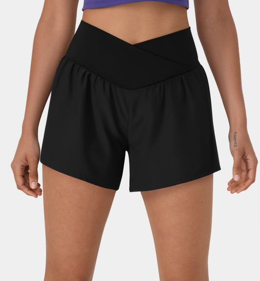 Halara Breezeful High Waisted Crossover 4" Yoga Shorts