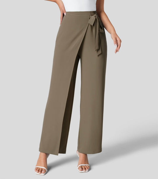 Halara High Waisted Tie Side Wide Leg Work Pants