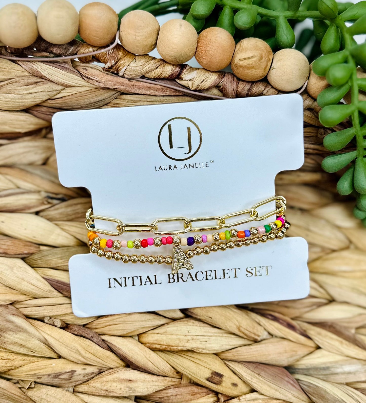 Laura Janelle Initial Bracelet Set