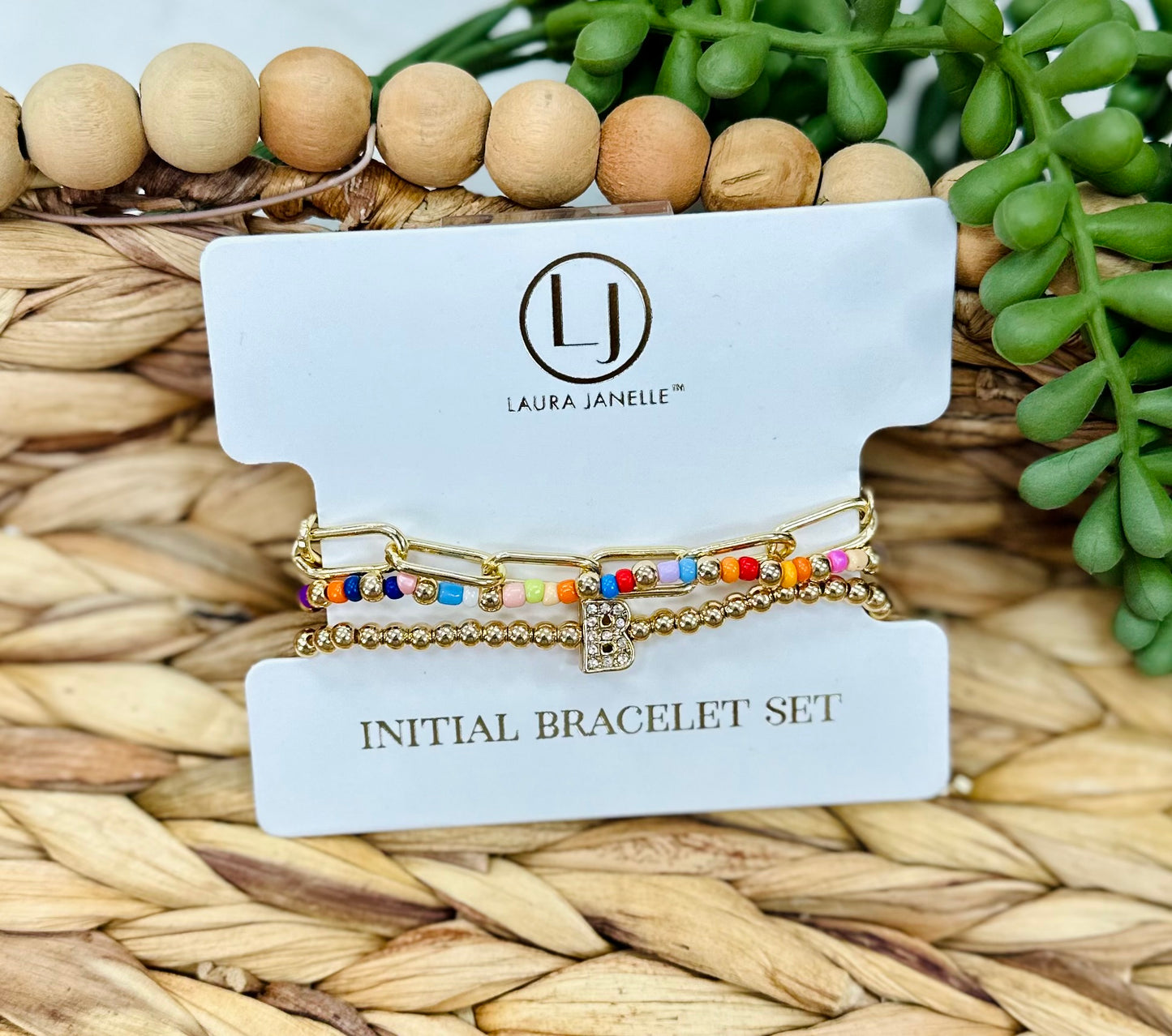 Laura Janelle Initial Bracelet Set