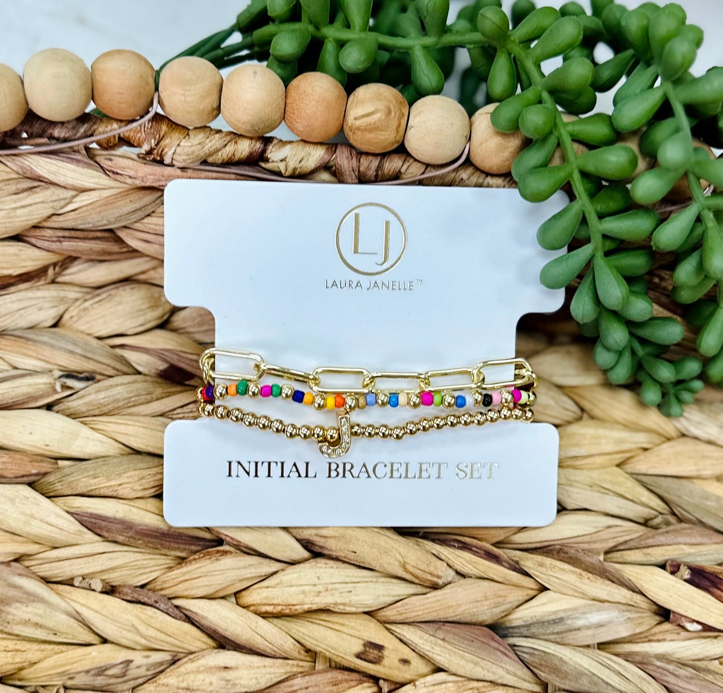 Laura Janelle Initial Bracelet Set