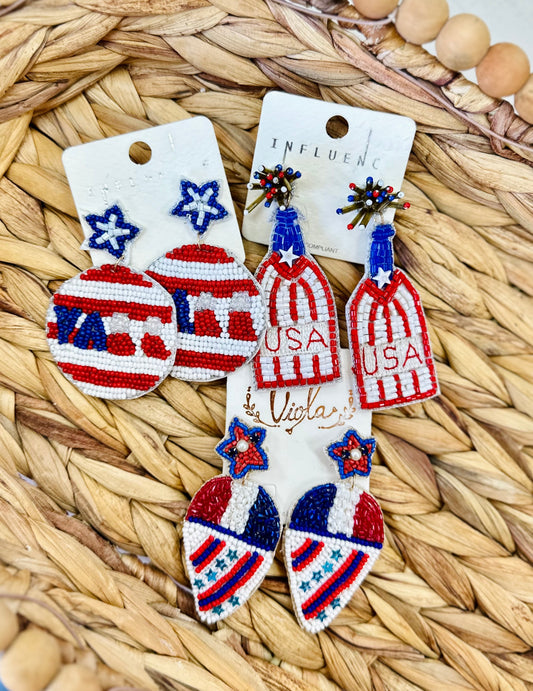 Patriotic Beaded Earrings