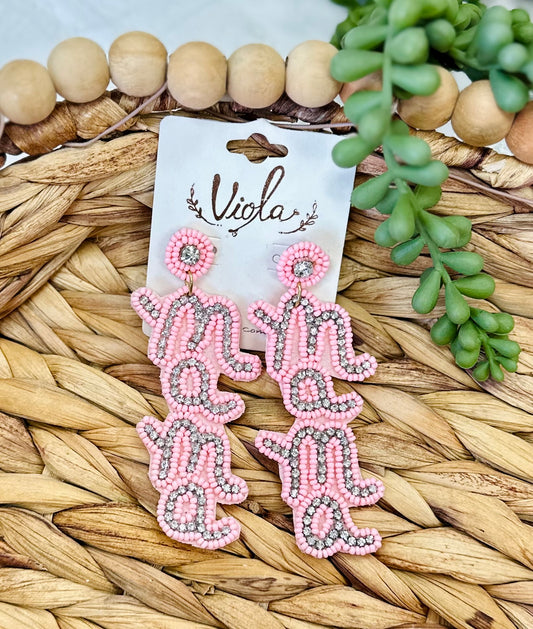 Mama Pink Beaded Earrings