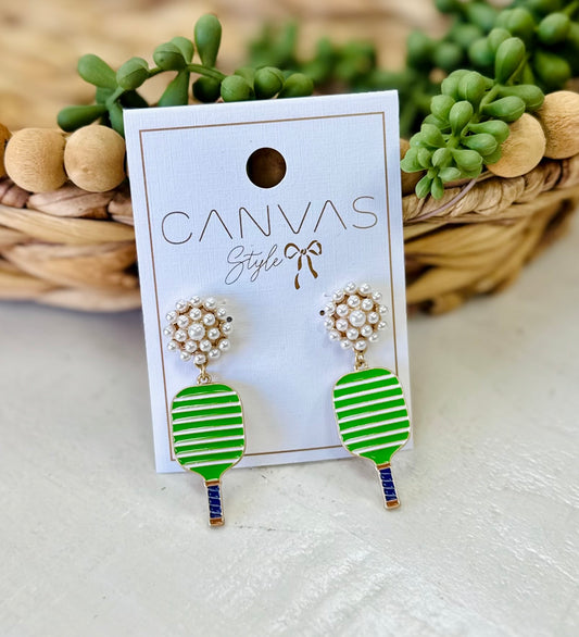 Canvas Style Pickleball Earrings