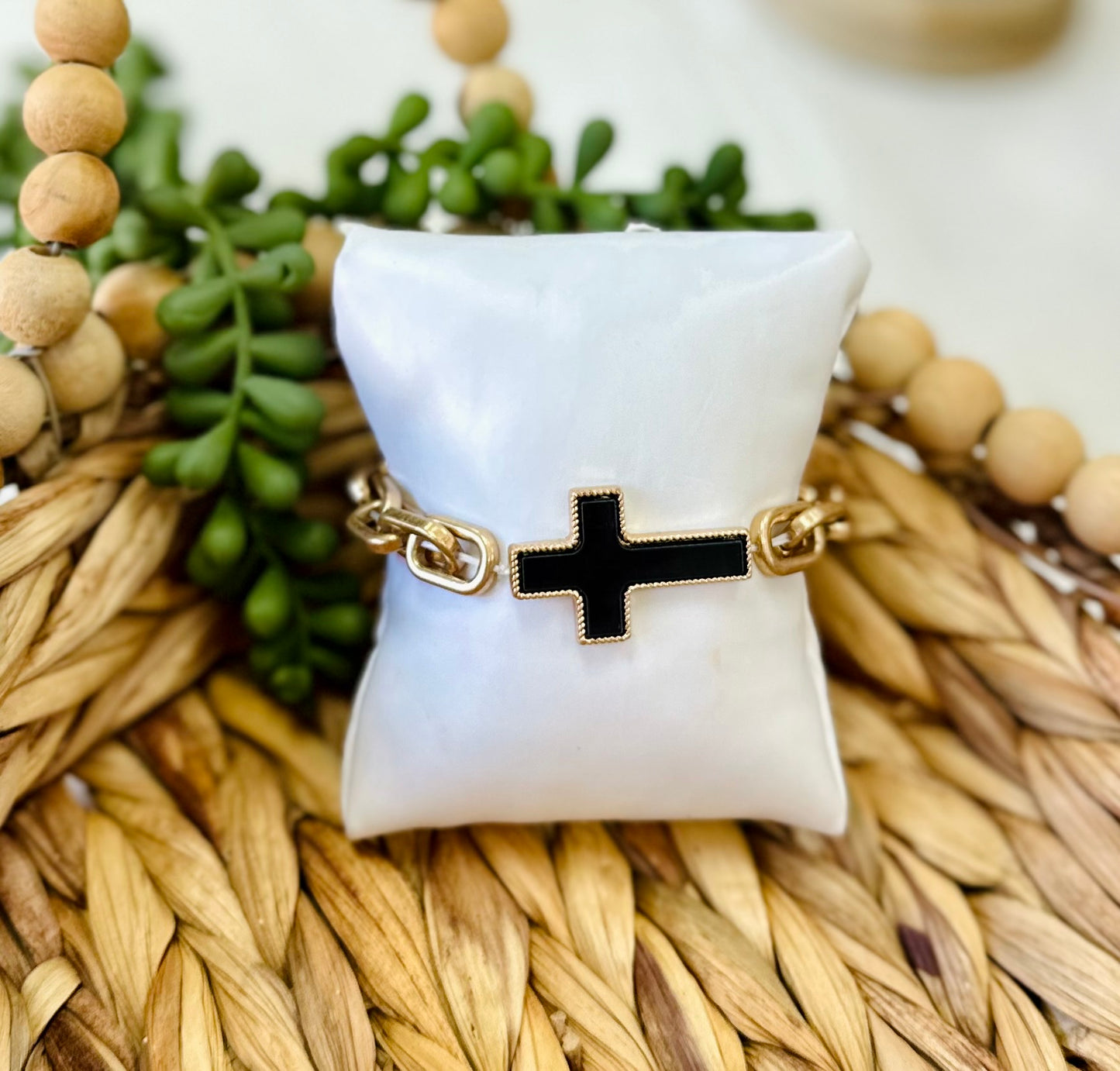 Cross and Chain Stretch Bracelet