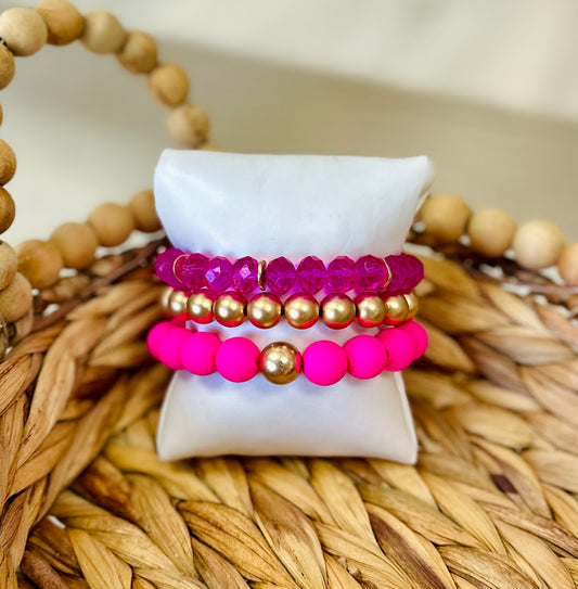 Large Bead Bracelet Set of 3