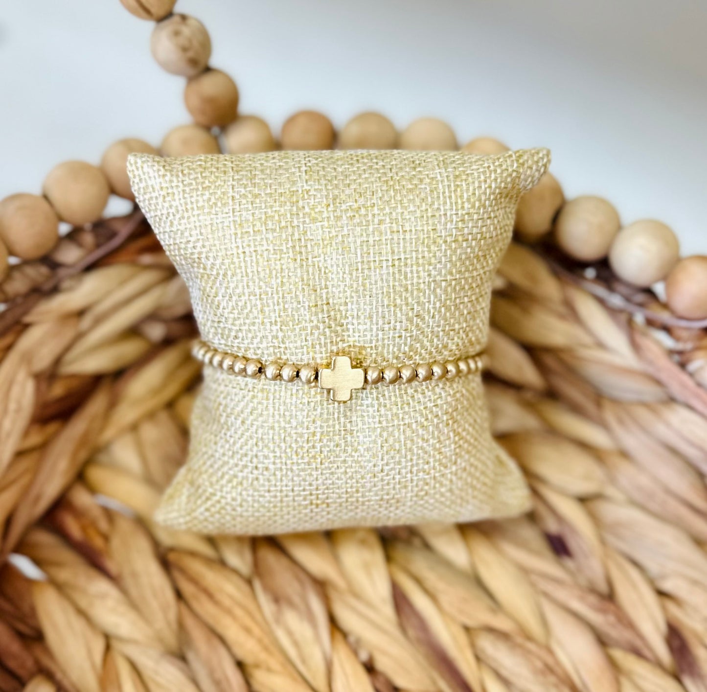 Canvas Style Beaded Cross Bracelet