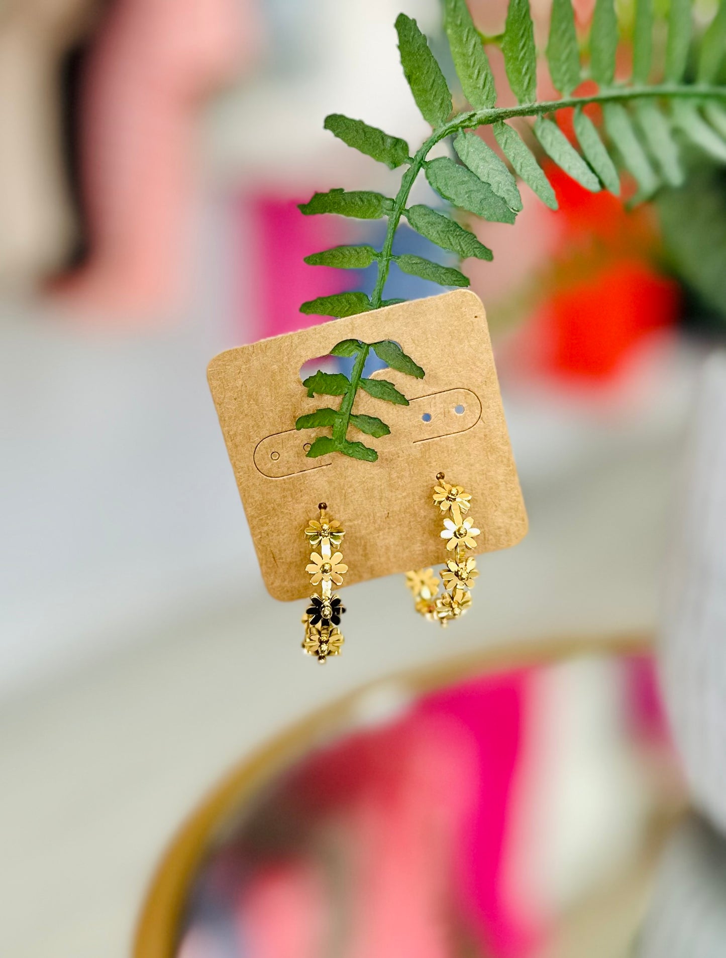 Gold Daisy Hoop Earrings