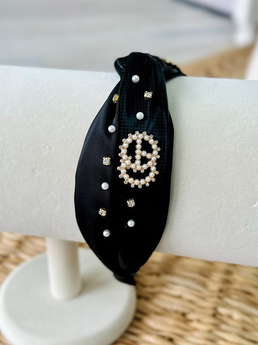 Black Rhinestone/Pearl Embellished Headband