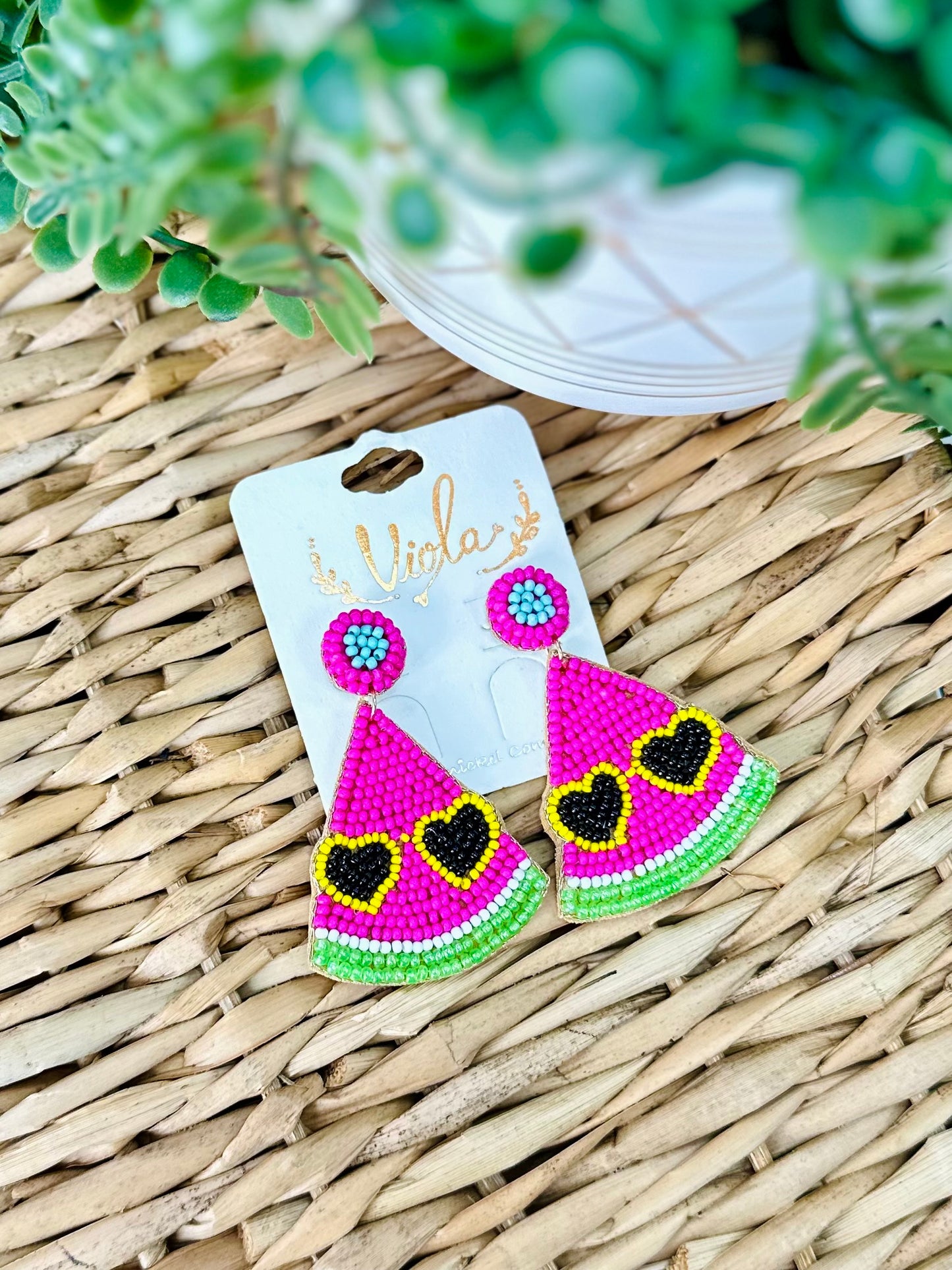 Watermelon Beaded Earrings