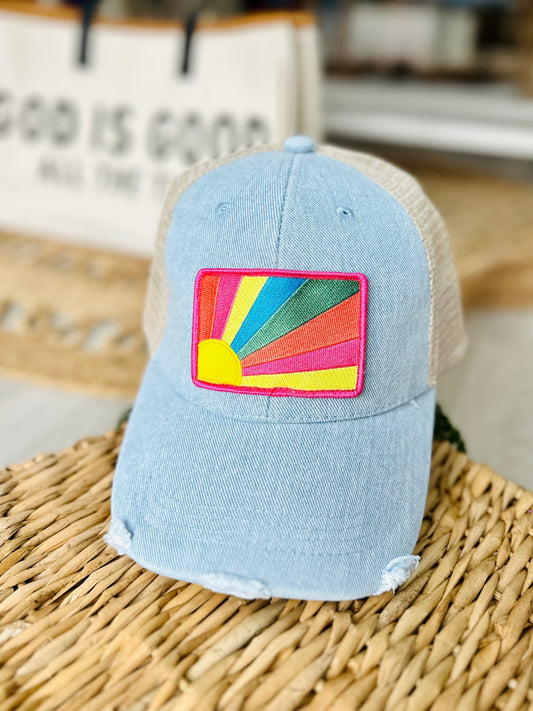 Rainbow Sunshine Patch Trucker Hat
