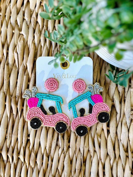 Golf Cart Beaded Earrings