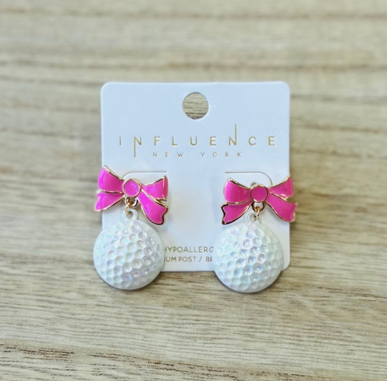 Golf Ball with Bow Earrings