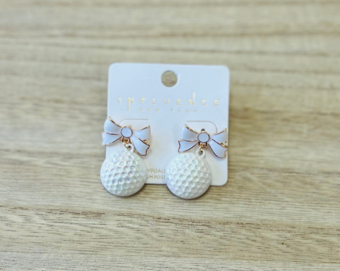 Golf Ball with Bow Earrings