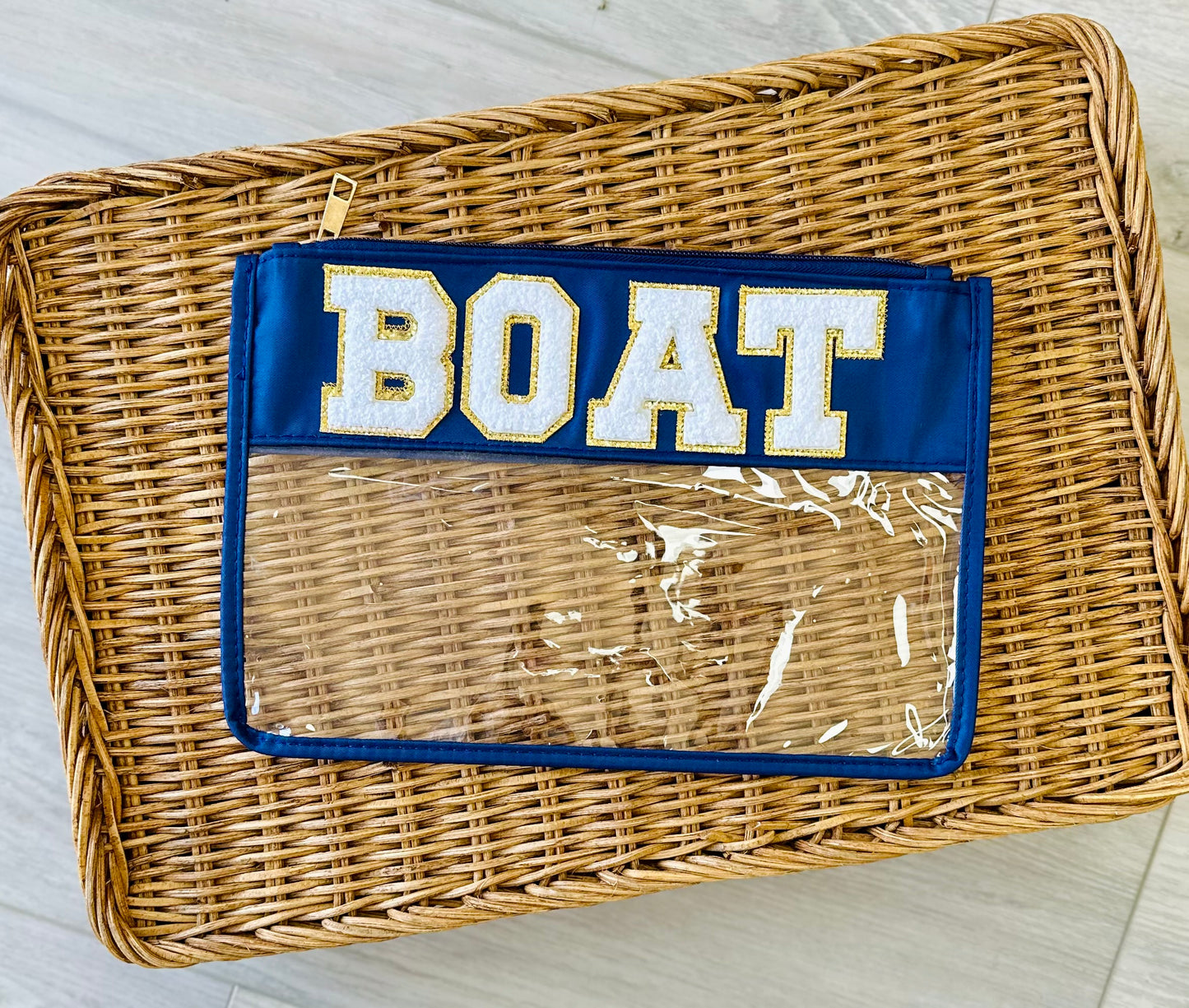 BOAT Chenille Letter Clear Pouch