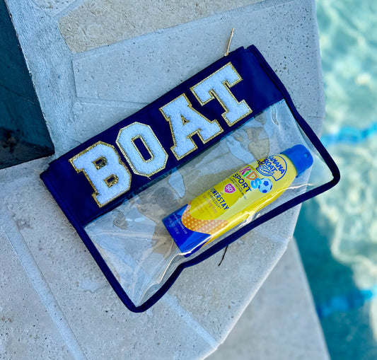 BOAT Chenille Letter Clear Pouch