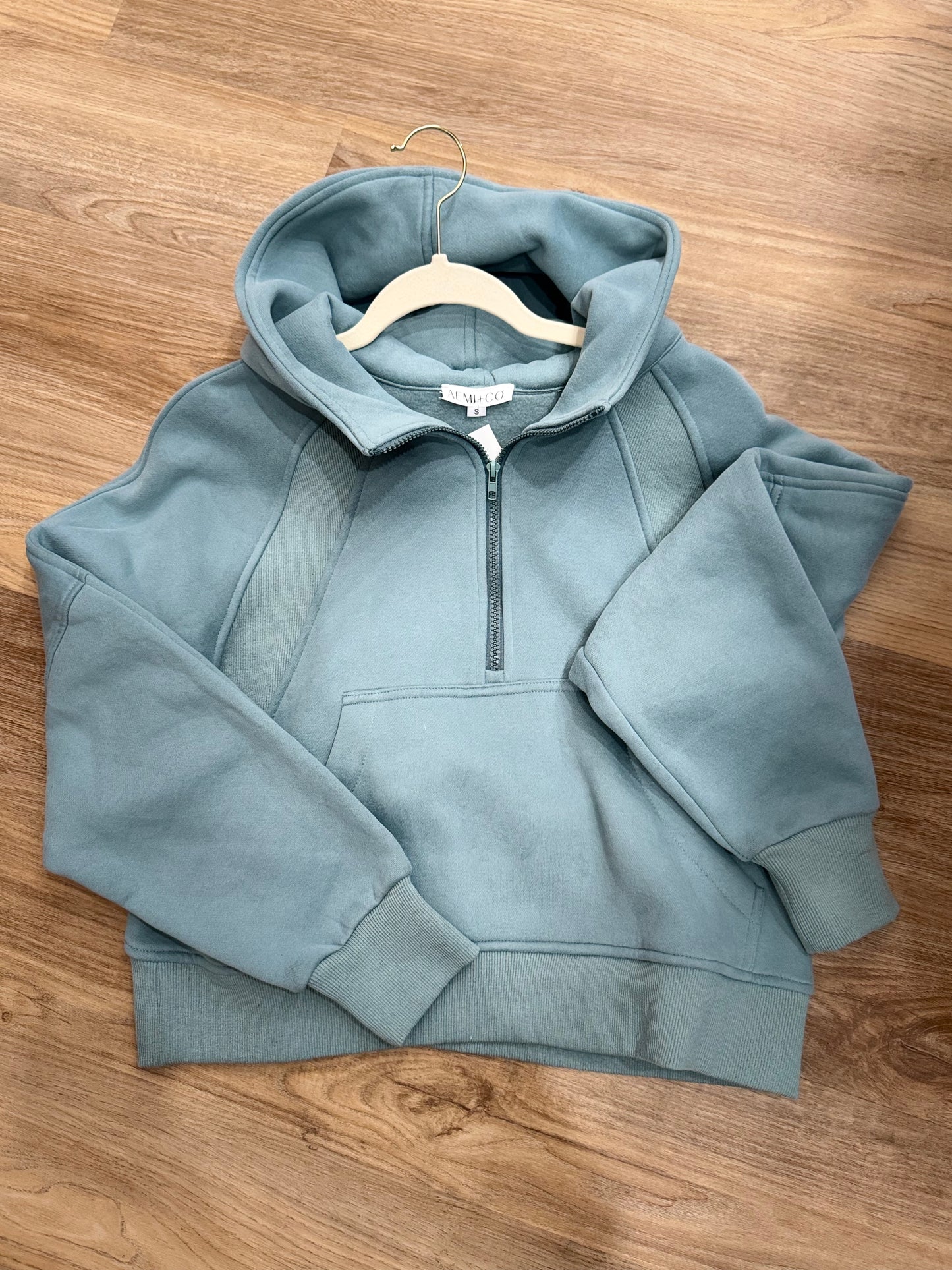 Half Zip Crop Hoodie