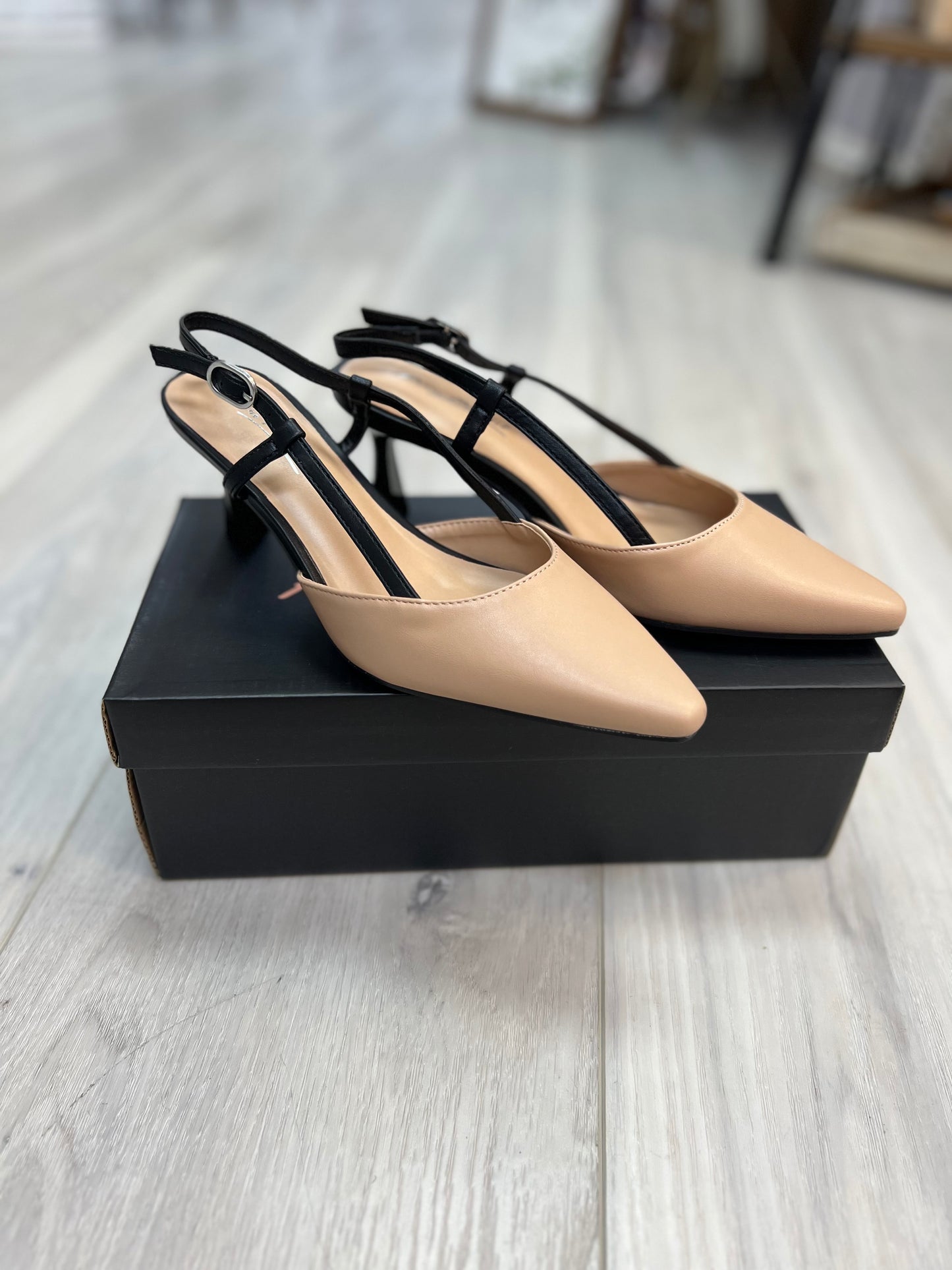 Black and Tan Slingback Pumps