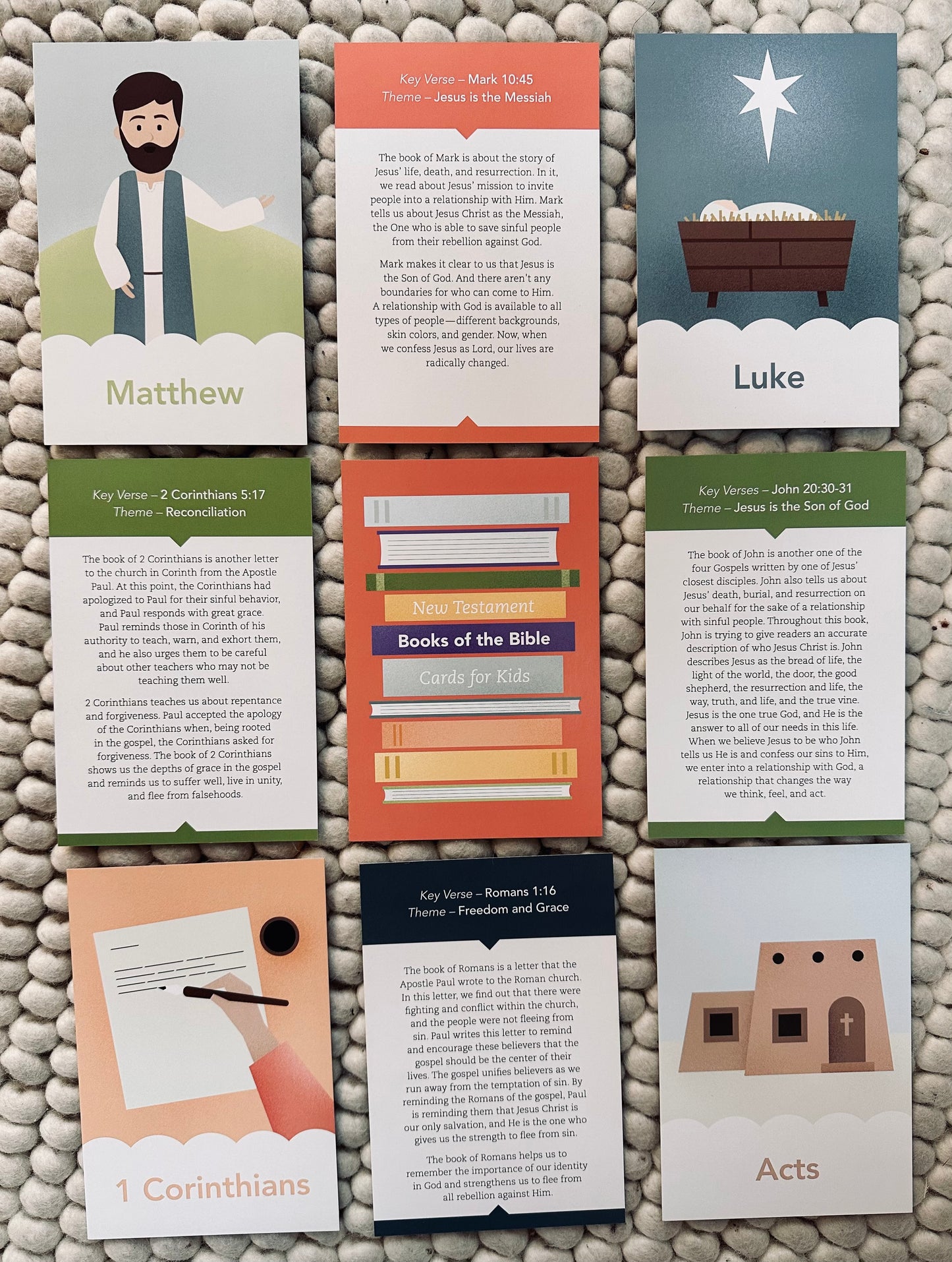 New Testament Books of the Bible Kids Cards