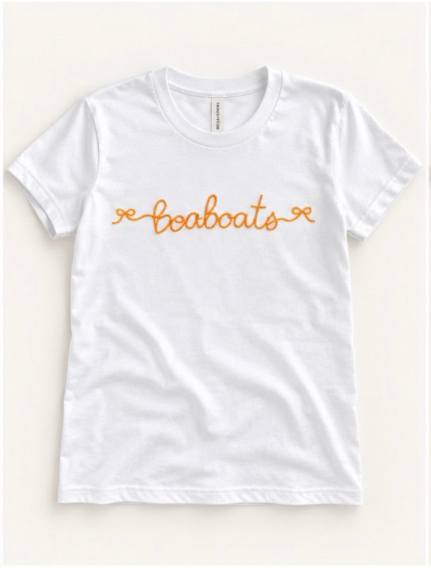 White Team Bow Embroidery Baby Tee